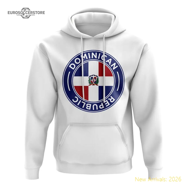 Dominican Republic Football Badge Hoodie (White)-Football Jersey Hub