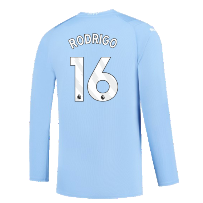 Manchester City 2023-2024 Puma Home Long Sleeved Shirt (S) (Good) (RODRIGO 16)-Football Jersey Hub