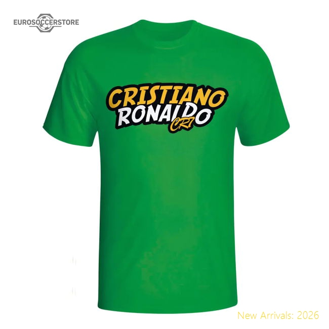Cristiano Ronaldo Comic Book T-shirt (green) - Kids-Football Jersey Hub