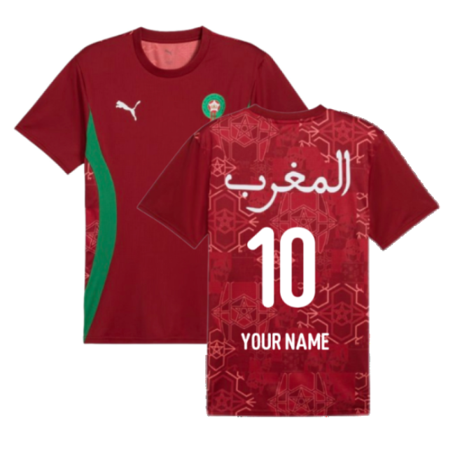 2024-2025 Morocco Prematch SS Jersey (Red) (Your Name)-Football Jersey Hub