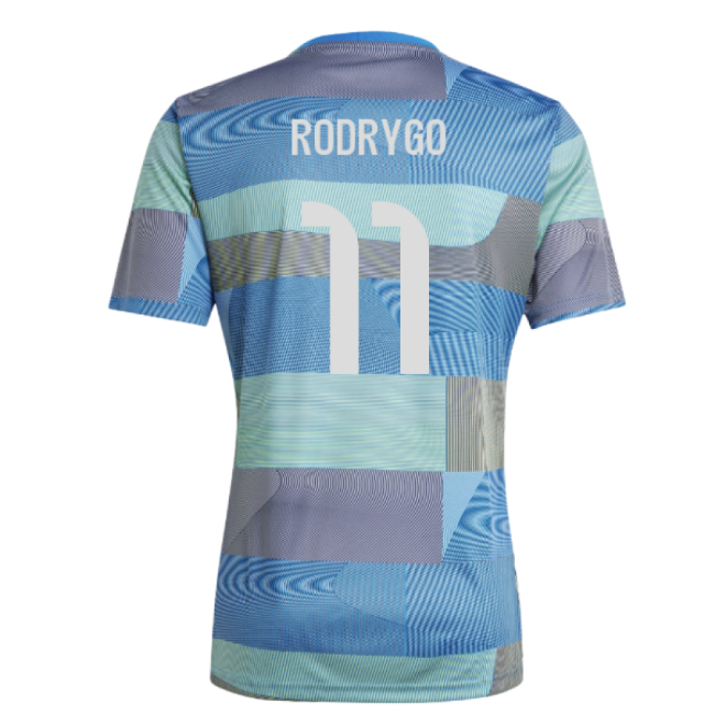 2025-2026 Real Madrid Pre-Match Shirt (Blue) (Rodrygo 11)-Football Jersey Hub