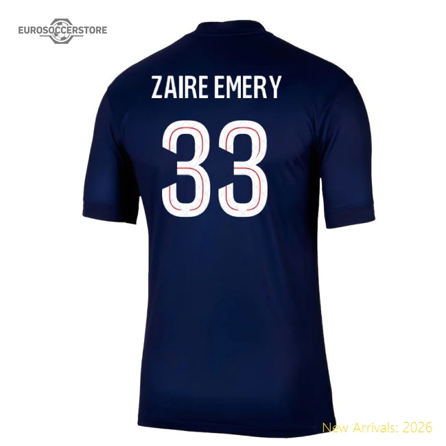 2025-2026 PSG Paris Saint Germain Home Shirt (Zaire Emery 33)-Football Jersey Hub