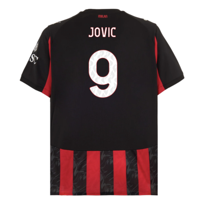 2025-2026 AC Milan Home Shirt (Jovic 9)-Football Jersey Hub