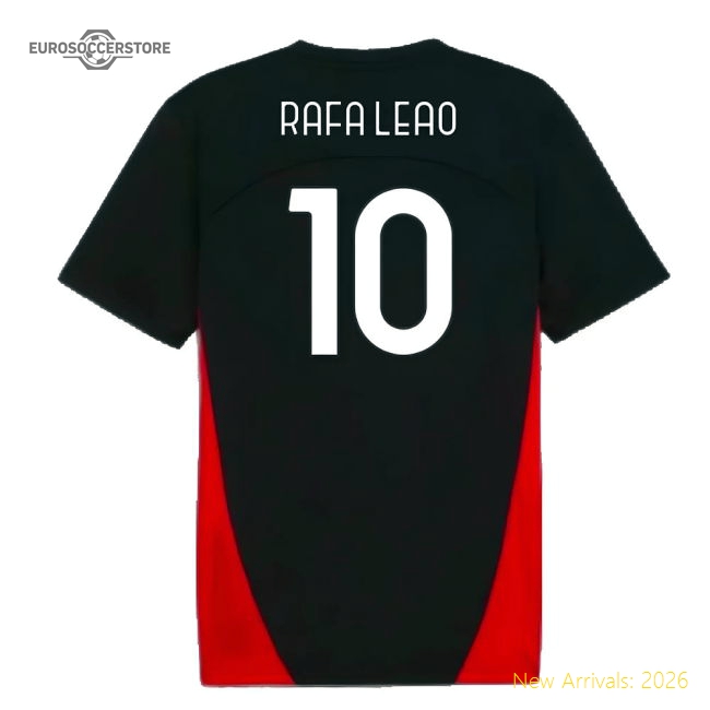2024-2025 AC Milan Training Shirt (Black) (Rafa Leao 10)-Football Jersey Hub
