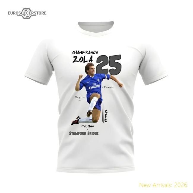 Gianfranco Zola Chelsea Graphic T-Shirt (White)-Football Jersey Hub