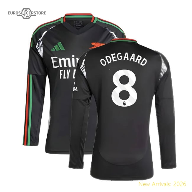 2024-2025 Arsenal Away Long Sleeve Shirt (Odegaard 8)-Football Jersey Hub