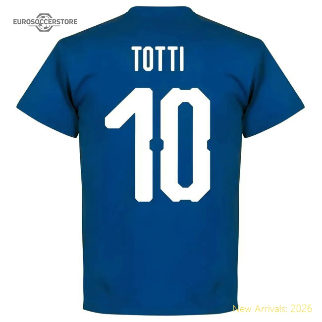 Italy Totti 10 Team T-Shirt - Royal-Football Jersey Hub
