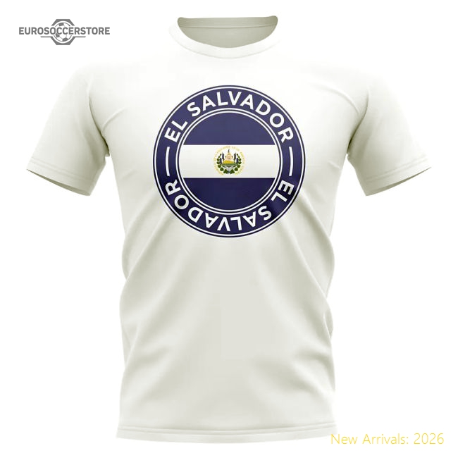 El Salvador Football Badge T-Shirt (White)-Football Jersey Hub