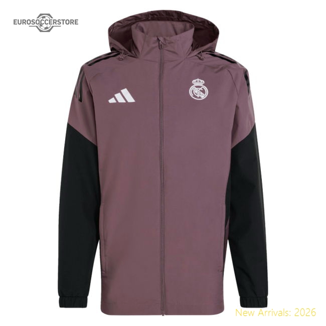 2025-2026 Real Madrid Allweather Jacket (Shadow Fig)-Football Jersey Hub