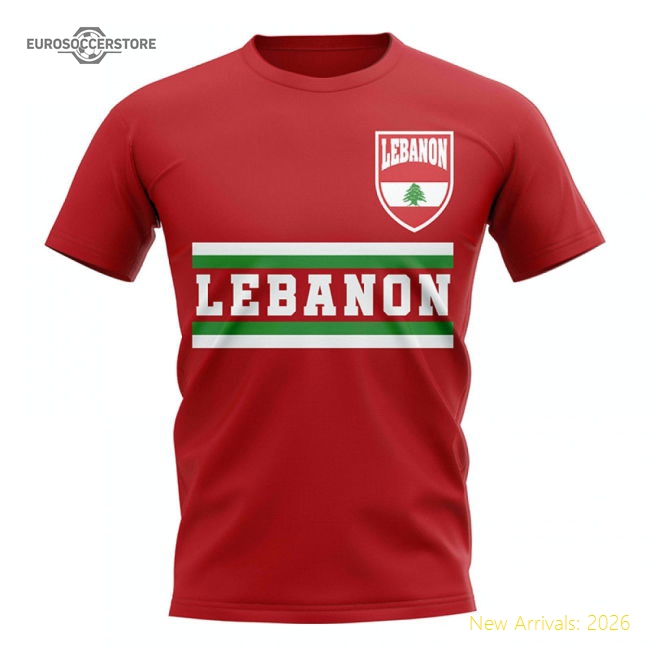 Lebanon Core Football Country T-Shirt (Red)-Football Jersey Hub