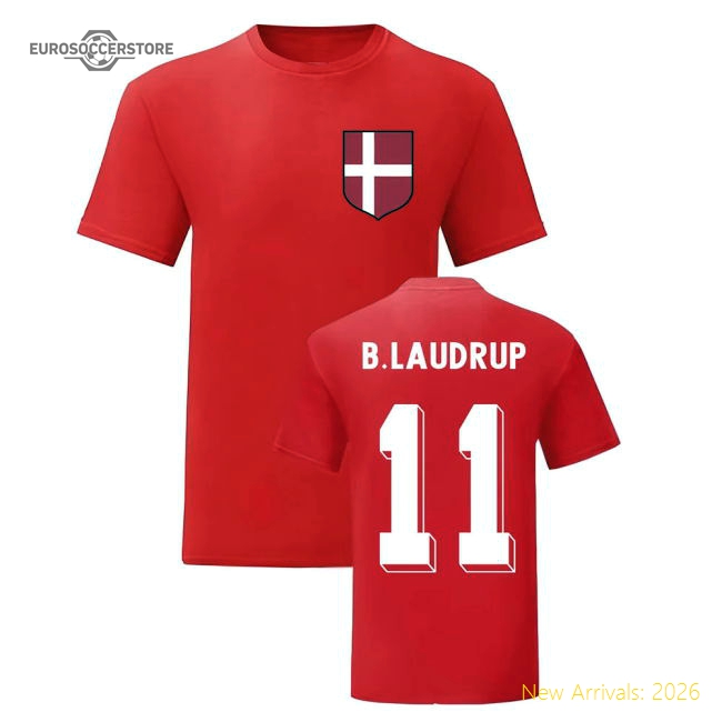 Brian Laudrup Denmark National Hero Tee (Red)-Football Jersey Hub