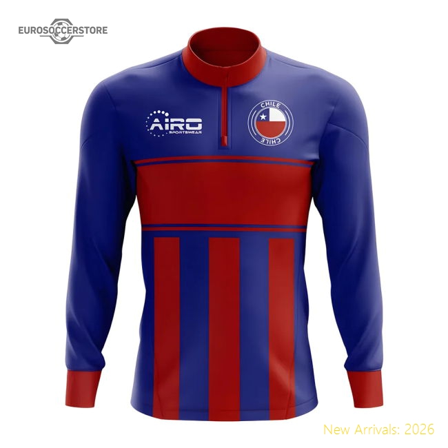 Chile Concept Football Half Zip Midlayer Top (Blue-Red)-Football Jersey Hub