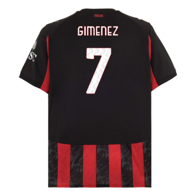 2025-2026 AC Milan Home Shirt (Gimenez 7)-Football Jersey Hub