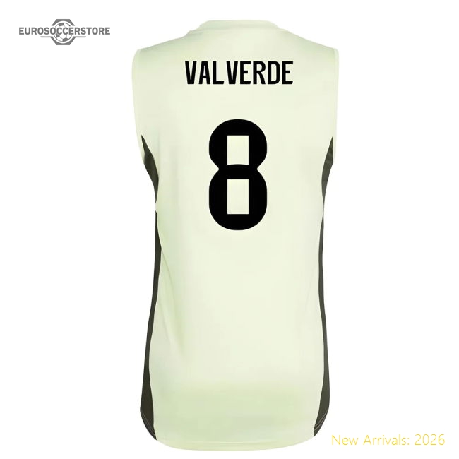 2025-2026 Real Madrid Sleeveless Training Jersey (Almost Lime) (Valverde 8)-Football Jersey Hub