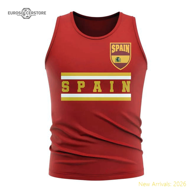 Spain Core Football Country Sleeveless Tee (Red)-Football Jersey Hub