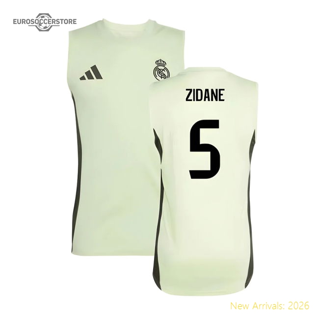 2025-2026 Real Madrid Sleeveless Training Jersey (Almost Lime) (Zidane 5)-Football Jersey Hub
