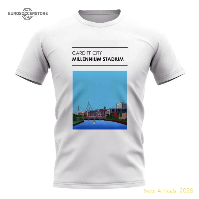 Millennium Stadium Cardiff City Stadium T-Shirt (White)-Football Jersey Hub