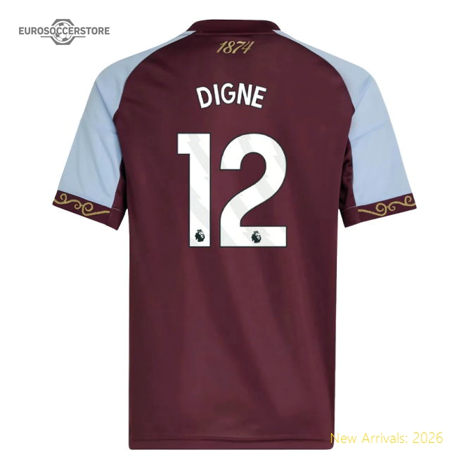 2025-2026 Aston Villa Home Shirt (Kids) (Digne 12)-Football Jersey Hub