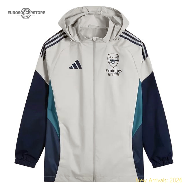 2025-2026 Arsenal Allweather Jacket (Grey)-Football Jersey Hub