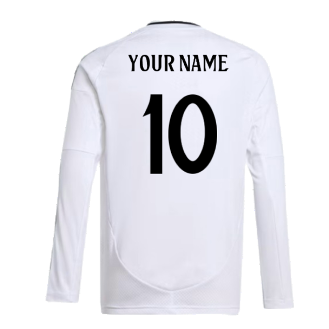 2024-2025 Real Madrid Long Sleeve Home Shirt (Kids) (Your Name)-Football Jersey Hub
