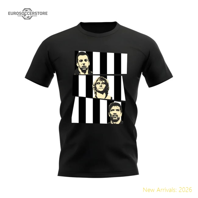 Del Piero Nedved Buffon Juventus Trio T-Shirt (Black)-Football Jersey Hub