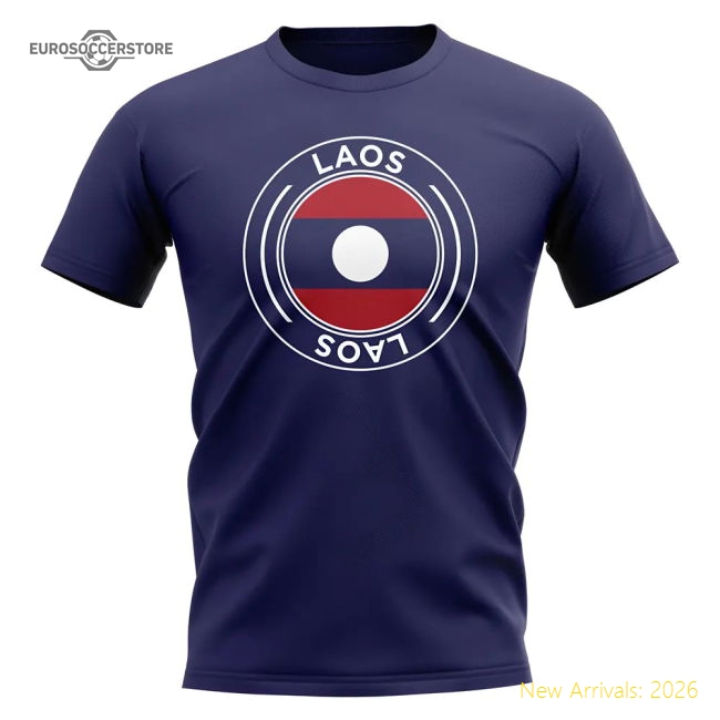 Laos Football Badge T-Shirt (Navy)-Football Jersey Hub