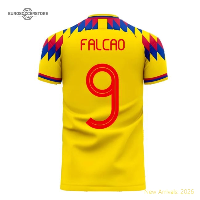 Colombia 2025-2026 Home Concept Football Kit (Libero) (FALCAO 9)-Football Jersey Hub