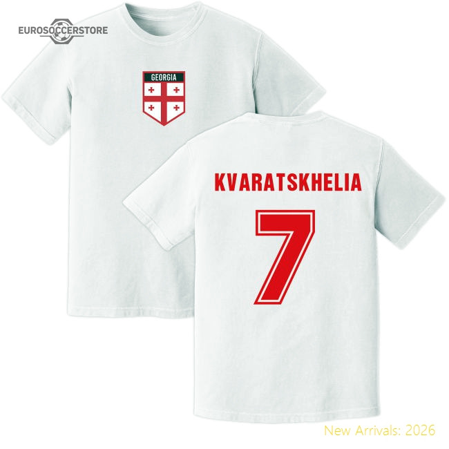 Kvaratskhelia Georgia Training Jersey (White)-Football Jersey Hub
