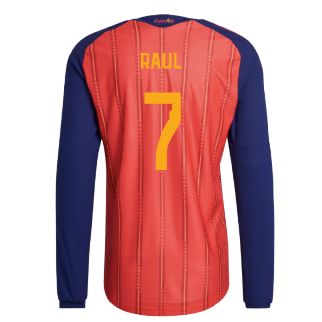 2026-2027 Spain Authentic Long Sleeve Home Shirt (Raul 7)-Football Jersey Hub