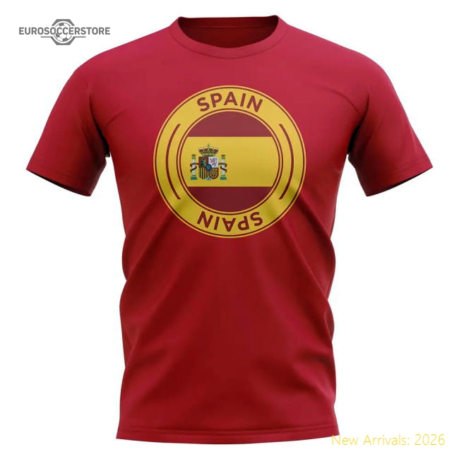 Spain Football Badge T-Shirt (Red)-Football Jersey Hub