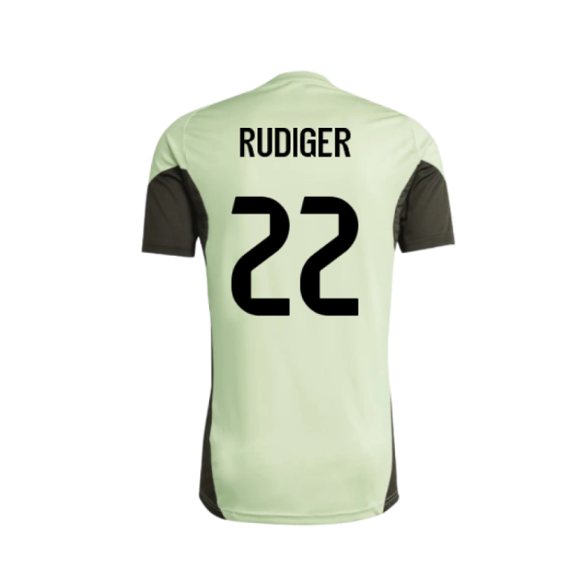 2025-2026 Real Madrid Training Tee (Almost Lime) - Kids (Rudiger 22)-Football Jersey Hub