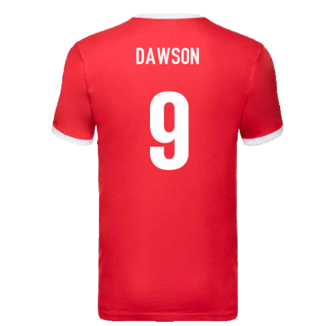 British and Irish Lions Ringer T-Shirt (Red) (Dawson 9)-Football Jersey Hub