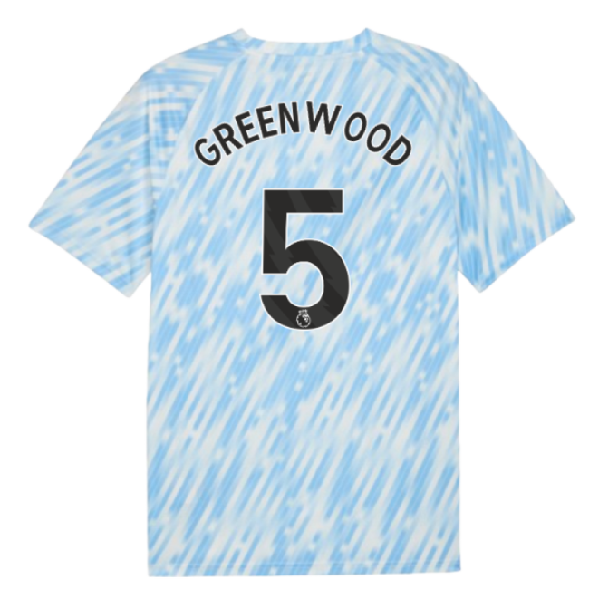 2025-2026 Man City Warm Up Jersey (Silver Sky) (Greenwood 5)-Football Jersey Hub