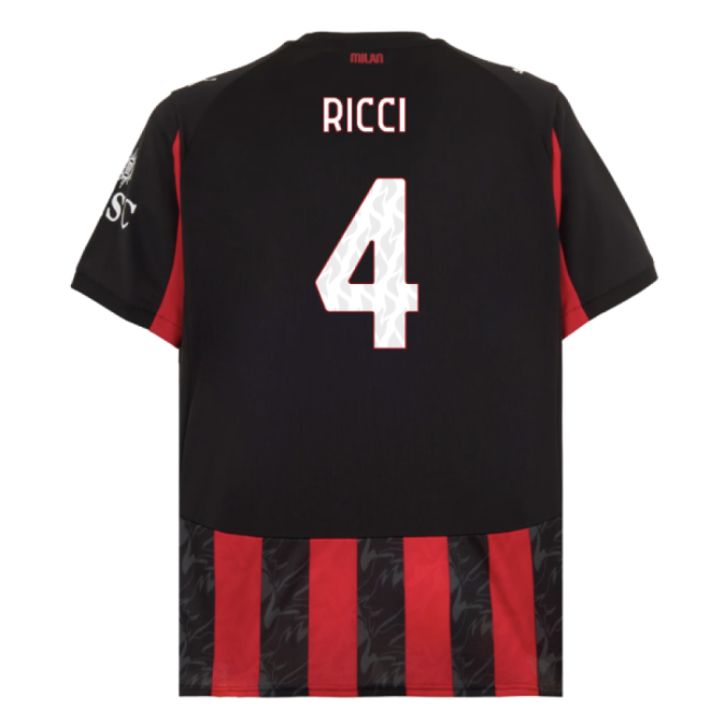 2025-2026 AC Milan Home Shirt (Ricci 4)-Football Jersey Hub