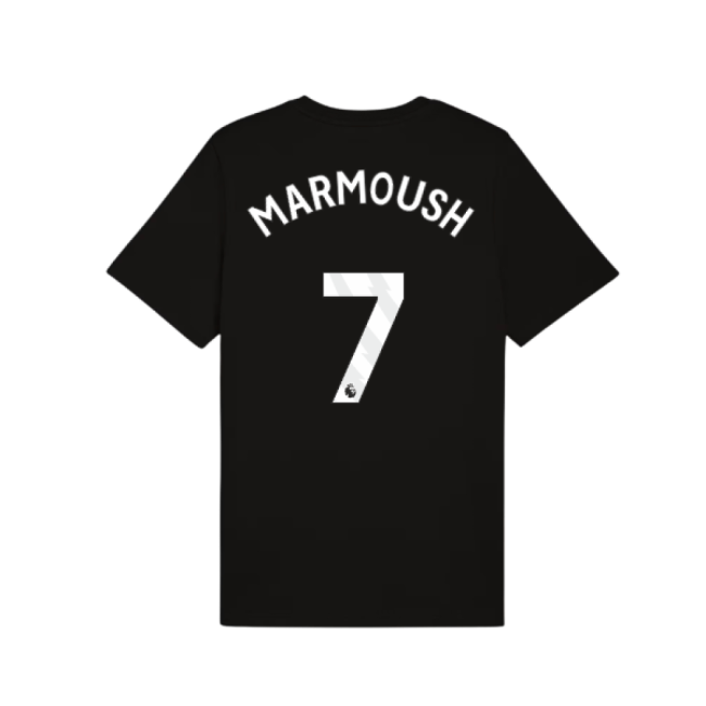 2025-2026 Man City FtblESS Tee (Black) (Marmoush 7)-Football Jersey Hub