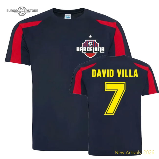 David Villa Barcelona Sports Training Jersey (Navy)-Football Jersey Hub