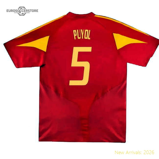 Spain 2004-06 Home Shirt ((Very Good) XL) (Puyol 5)-Football Jersey Hub