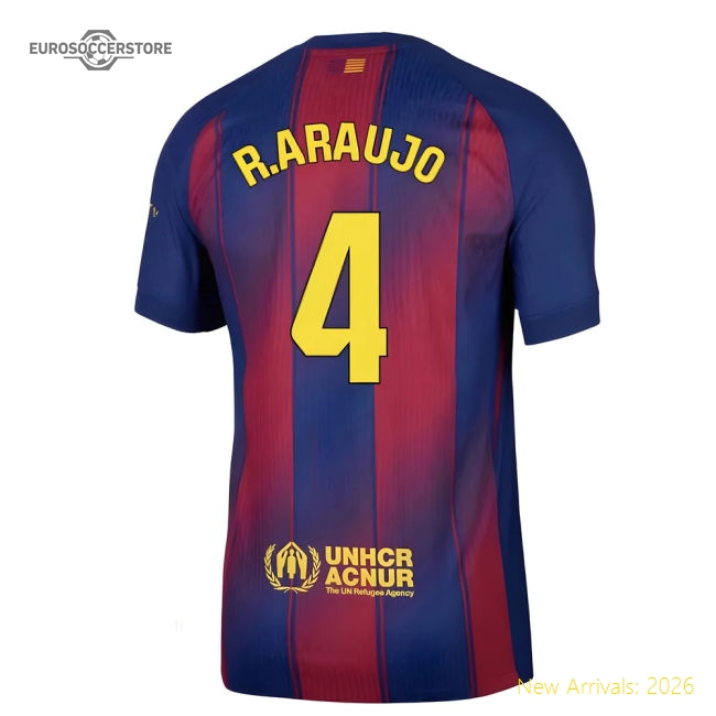 2025-2026 Barcelona Authentic Home Shirt (R.Araujo 4)-Football Jersey Hub