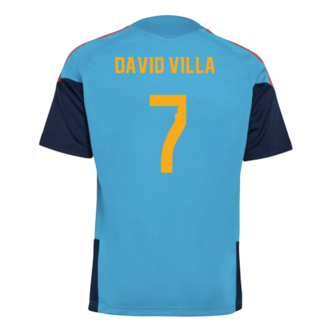 2025-2025 Spain Training Jersey (Bold Aqua) - Kids (David Villa 7)-Football Jersey Hub