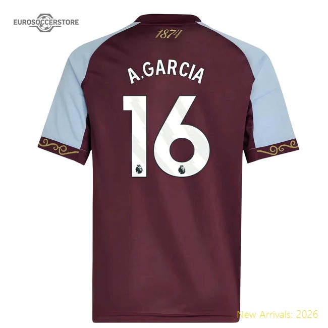 2025-2026 Aston Villa Home Shirt (Kids) (A.Garcia 16)-Football Jersey Hub