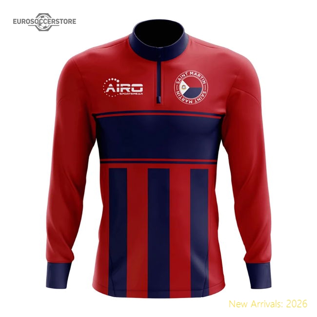 Saint Martin Concept Football Half Zip Midlayer Top (Red-Blue)-Football Jersey Hub