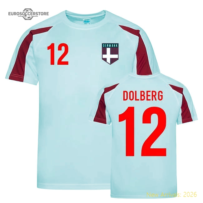 Kasper Dolberg Denmark Sports Training Jersey (White-Red)-Football Jersey Hub