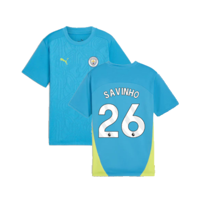 2024-2025 Man City Training Shirt (Magic Blue) - Kids (Savinho 26)-Football Jersey Hub