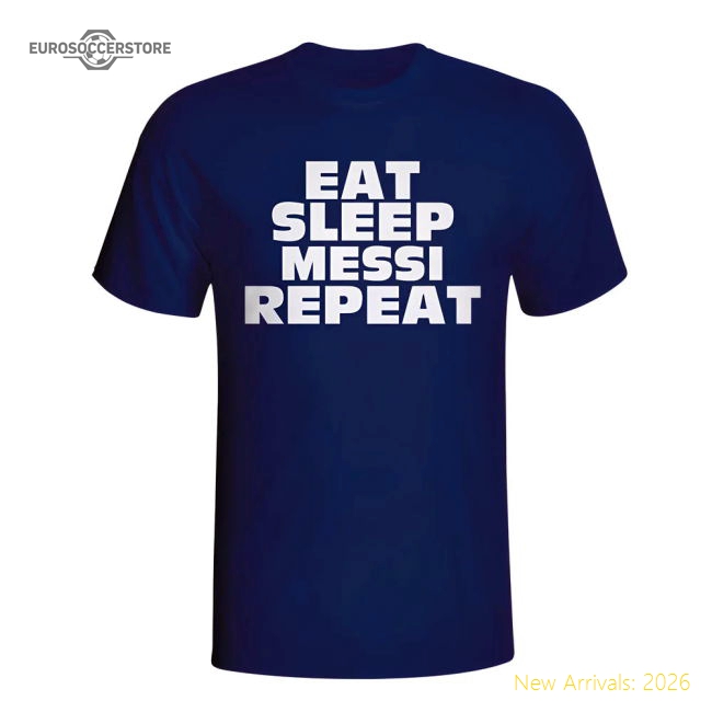 Eat Sleep Messi Repeat T-shirt (navy)-Football Jersey Hub