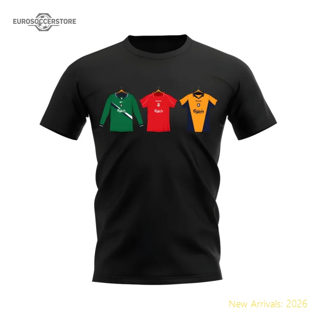 Liverpool 2000-2001 Retro Shirt T-shirt (Black) (GERRARD 17)-Football Jersey Hub