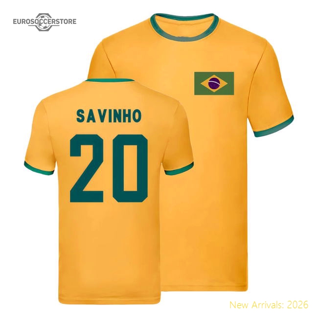Brazil Ringer T-Shirt (Savinho 20)-Football Jersey Hub