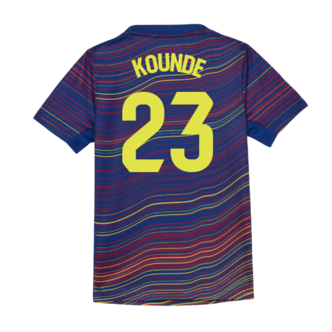 2025-2026 Barcelona Academy Pro Pre Match Shirt (Blue) - Kids (Kounde 23)-Football Jersey Hub