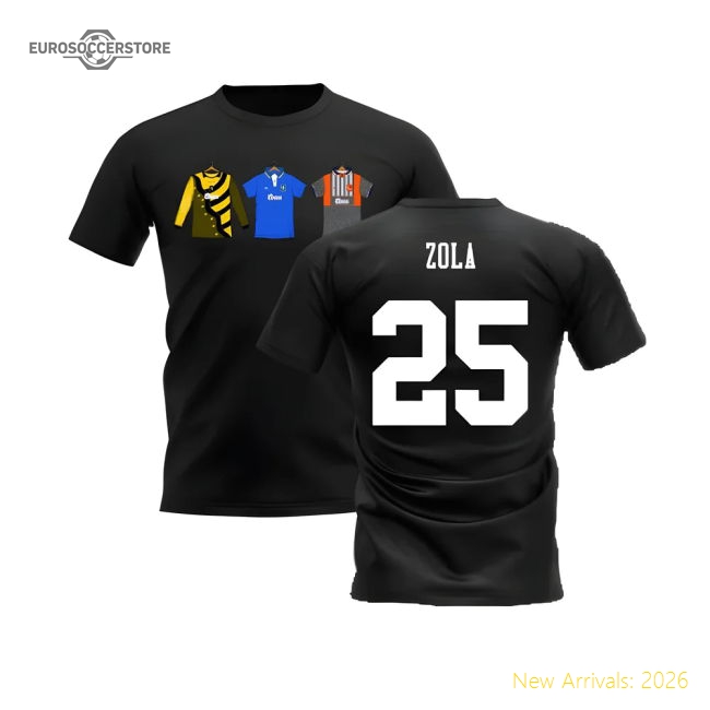 Chelsea 1995-1996 Retro Shirt T-shirts (Black) (Zola 25)-Football Jersey Hub
