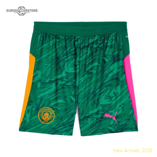 2025-2026 Man City Goalkeeper Away Shorts (Green)-Football Jersey Hub