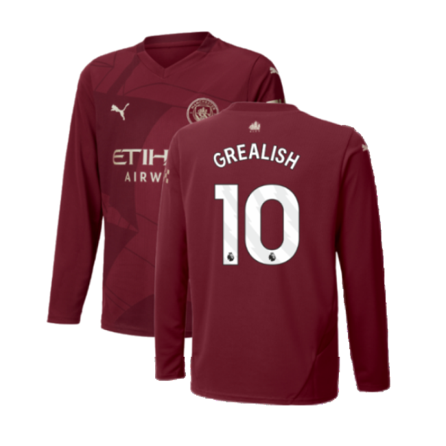 2024-2025 Man City Third Long Sleeve Shirt (Kids) (Grealish 10)-Football Jersey Hub